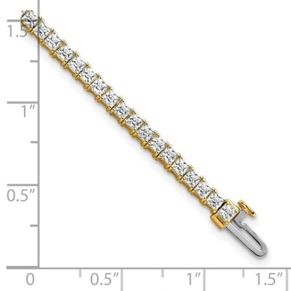 14K Yellow Gold 5ct Princess Lab-Grown Diamond Tennis Bracelet – 7" - Picture 6 of 6